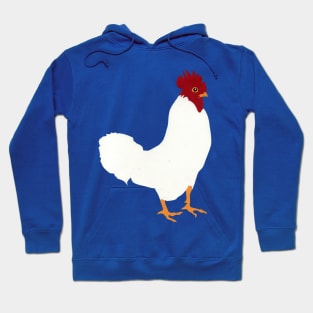 White Chicken with Red Comb Cut from Paper Hoodie